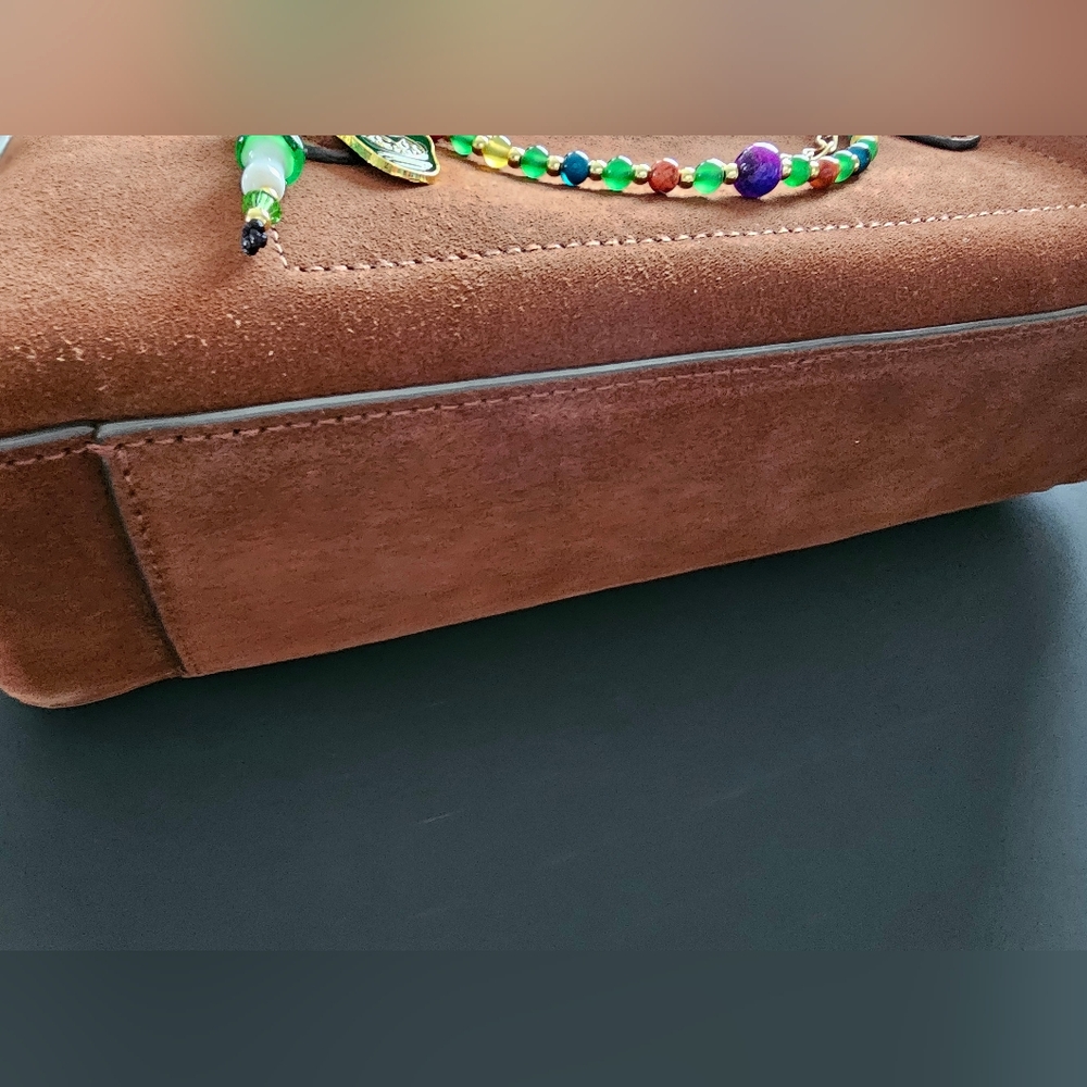 Madewell Brown Suede Bag with Green and Yellow Accents - Picture 5 of 10